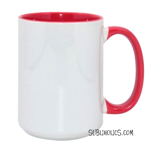 Colored Handle & Interior Sublimation Mugs - 15 oz - Red