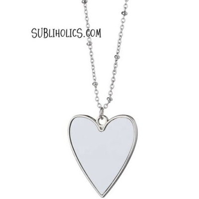Heart Sublimation Pendant with Bead Link Chain