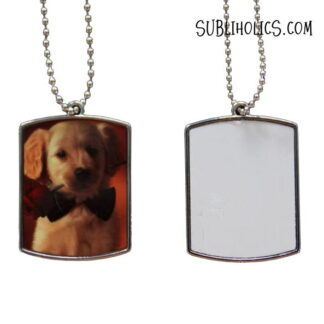 Dog Tag Necklace #5 - Double Sided Wide Rectangle