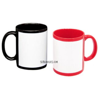 11 oz Sublimation Mug - Black or Red with White Sub Patch