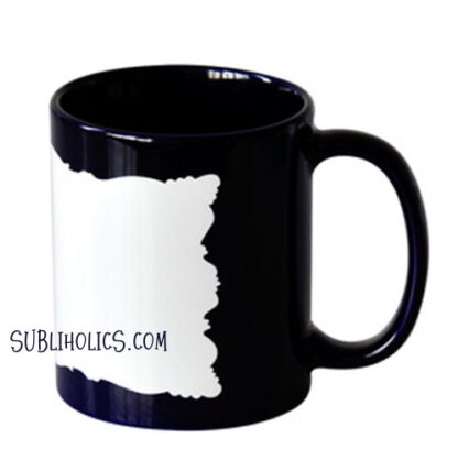 11 oz Sublimation Mug - Black with Scalloped White Sub Patch
