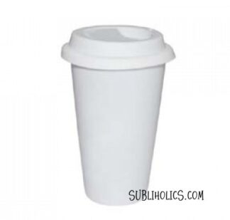 Ceramic Coffee Tumbler for Sublimation - 11oz with Silicone Lid