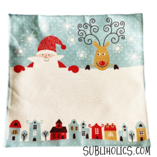 Pillow Cover for Sublimation - Santa & Rudolph