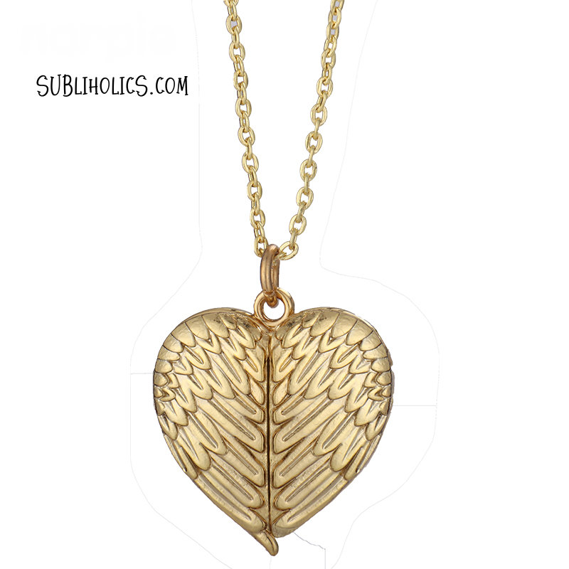 Heart & Wings Sublimation Locket with Chain