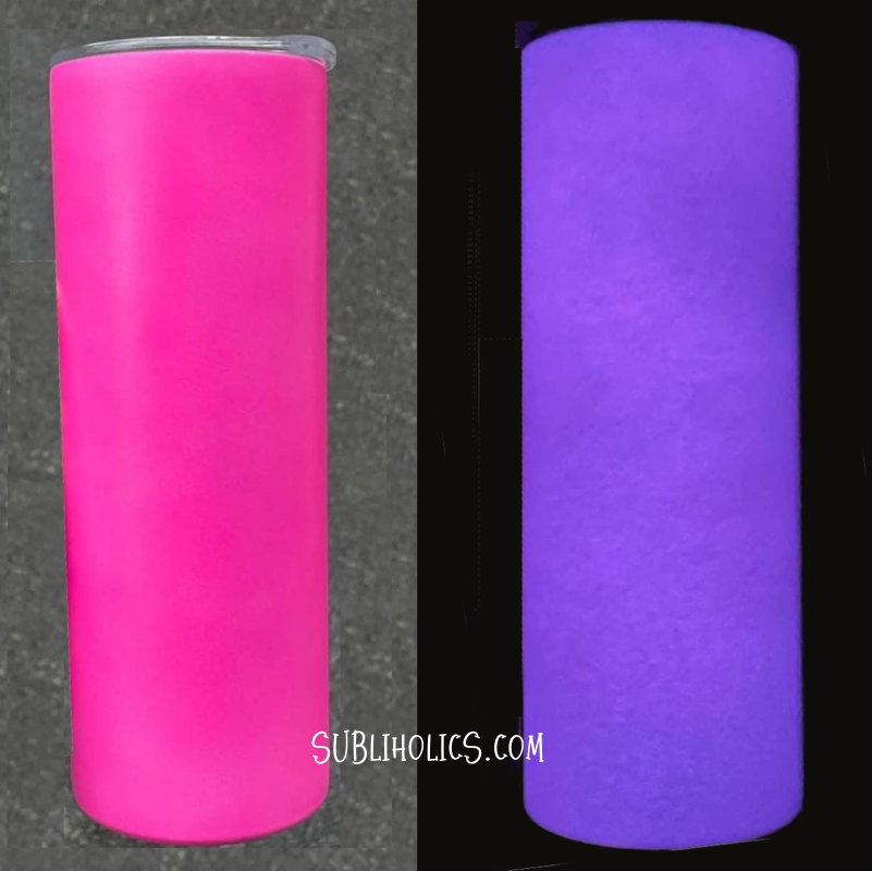 Glow In The Dark Sublimation Tumblers Pink to Purple - 20 oz Straight Skinny
