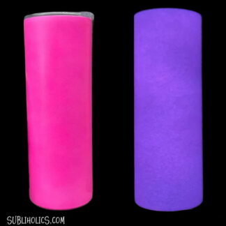 20 oz Straight Skinny Glow In The Dark Sublimation Tumblers Pink to Purple