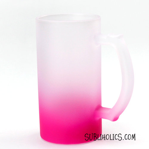 Beer Mugs - 16 oz Frosted Pink Gradient Sublimation Finish