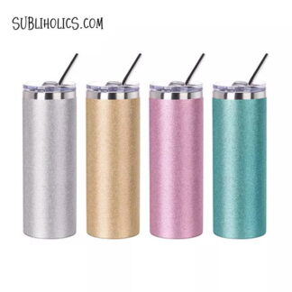 20 oz Sparkling Glitter Sublimation Tumbler w/Stainless Straw & Bottom