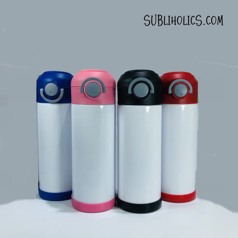 Kids Flip Top Water Bottles with Silicone Bumper for Sublimation