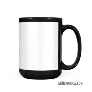 15 oz Black Mug with White Sublimation Patch