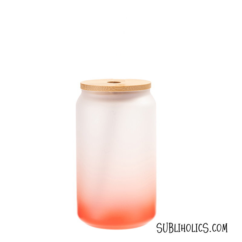 18 oz Beer Can Style Frosted Ombre Gradient Glass With Bamboo Lid & Straw - 4 Colours - Image 5