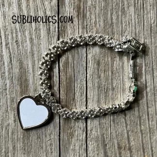 Rhinestone & Heart Sublimation Bracelet