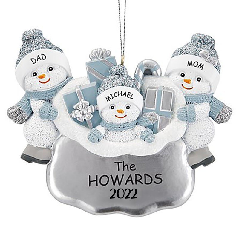 Snowman Family - 3 Dimensional Resin Ornament