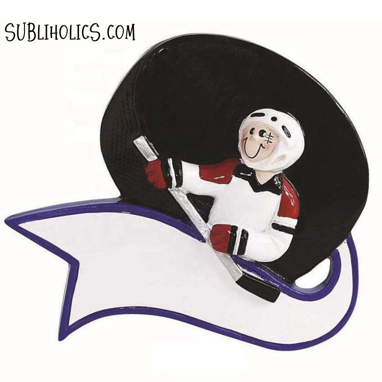 Hockey Puck & Player - 3 Dimensional Resin Ornament