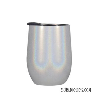Wine Tumblers for Sublimation - 12 oz Sparkle (Rainbow Shimmer)