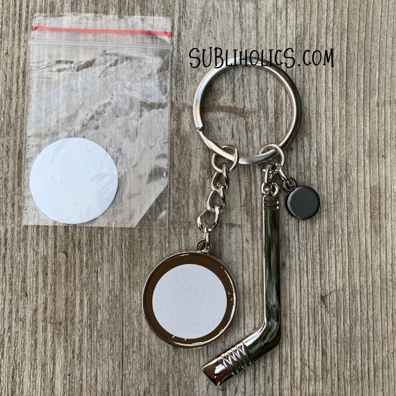 Sublimation Key Holder With Ice Hockey Stick Charm Sublimation Ice Hockey  Keychain Blanks Sublimation Key Chains One Side Printable 