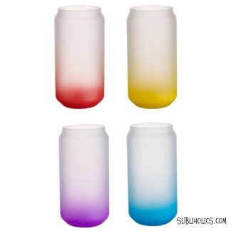 Cola Can Glass - 16 oz Frosted Ombre Gradient - 4 Colours
