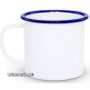 Camping Mug - 12 oz Enamel for Sublimation with Rolled Deep Blue Rim