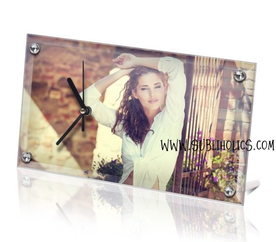 Sublimation Blanks Heat Press Blank Glass Clock Photo Frame Rectangle  30x16x0.5cm
