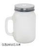 Mason Jar Style Glass with Handle - 16 oz Frosted - With Lid & Straw - Image 2
