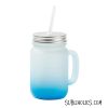Mason Jar Style Glass with Handle - 16 oz Frosted Ombre Gradient With Lid & Straw - 4 Colours - Image 5