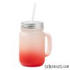 Mason Jar Style Glass with Handle - 16 oz Frosted Ombre Gradient With Lid & Straw - 4 Colours - Image 3