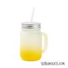Mason Jar Style Glass with Handle - 16 oz Frosted Ombre Gradient With Lid & Straw - 4 Colours - Image 2