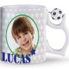 11 oz Sublimation Mug - Spinner Handle with Soccer Ball