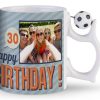 11 oz Sublimation Mug - Spinner Handle with Soccer Ball - Image 2