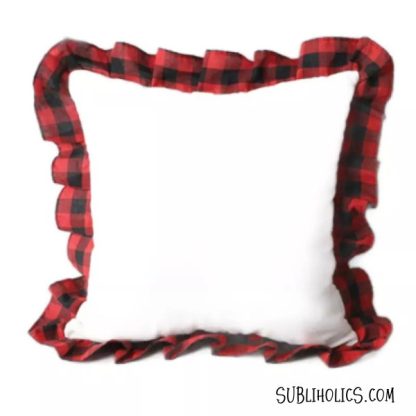 Pillow Cover for Sublimation - Buffalo Plaid Ruffled Soft Plush