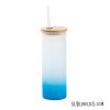 Tumbler Style Glass Frosted Ombre Gradient With Bamboo Lid & Straw - 20 oz - 5 Colours - Image 5