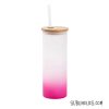 Tumbler Style Glass Frosted Ombre Gradient With Bamboo Lid & Straw - 20 oz - 5 Colours - Image 4