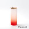 Tumbler Style Glass Frosted Ombre Gradient With Bamboo Lid & Straw - 20 oz - 5 Colours - Image 2