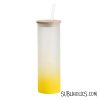 Tumbler Style Glass Frosted Ombre Gradient With Bamboo Lid & Straw - 20 oz - 5 Colours - Image 3
