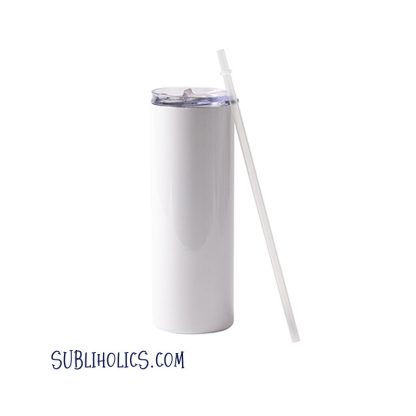 20 oz Straight Skinny White Sublimation Tumblers With Leakproof Slidelock Lid
