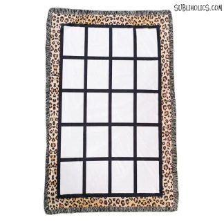Blankets For Sublimation - 20 Panel Photo Montage with Cheetah Print Trim