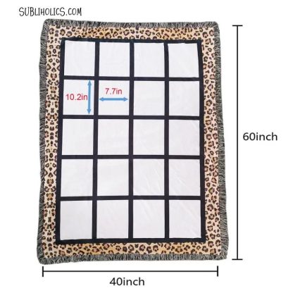 Blankets For Sublimation - 20 Panel Photo Montage with Cheetah Print Trim