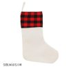 Christmas Stocking - Linen Polyester With Red Buffalo Plaid Trim
