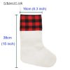 Christmas Stocking - Linen Polyester With Red Buffalo Plaid Trim - Image 2