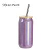Beer Can Glass - 18 oz Coloured Rainbow Glitter for Sublimation - Image 4