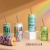 Beer Can Glass - 18 oz Coloured Rainbow Glitter for Sublimation