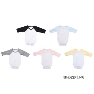 Babies Raglan Onesies - 100% Polyester Long Sleeve 0-18 Months