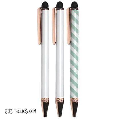 Pens with Shrink Wrap - Pack of 10 - Style #4 Rose Gold Optional Rubber Tip - Image 3