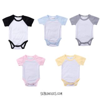 Babies Raglan Onesies - 100% Polyester Short Sleeve 0-18 Months