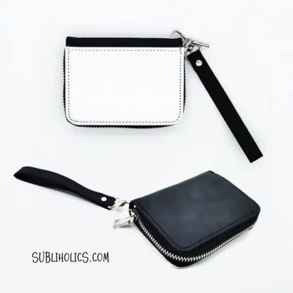 Wallet - Mini Style Zip Up Black PU w/Sub Panel - Image 2