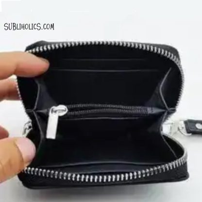 Wallet - Mini Style Zip Up Black PU w/Sub Panel - Image 5