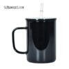17oz Cream Color Glass Mug with Plastic Lid - for Sublimation - Image 3