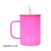 17oz Cream Color Glass Mug with Plastic Lid - for Sublimation - Image 6