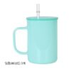 17oz Cream Color Glass Mug with Plastic Lid - for Sublimation - Image 7