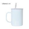 17oz Cream Color Glass Mug with Plastic Lid - for Sublimation - Image 4